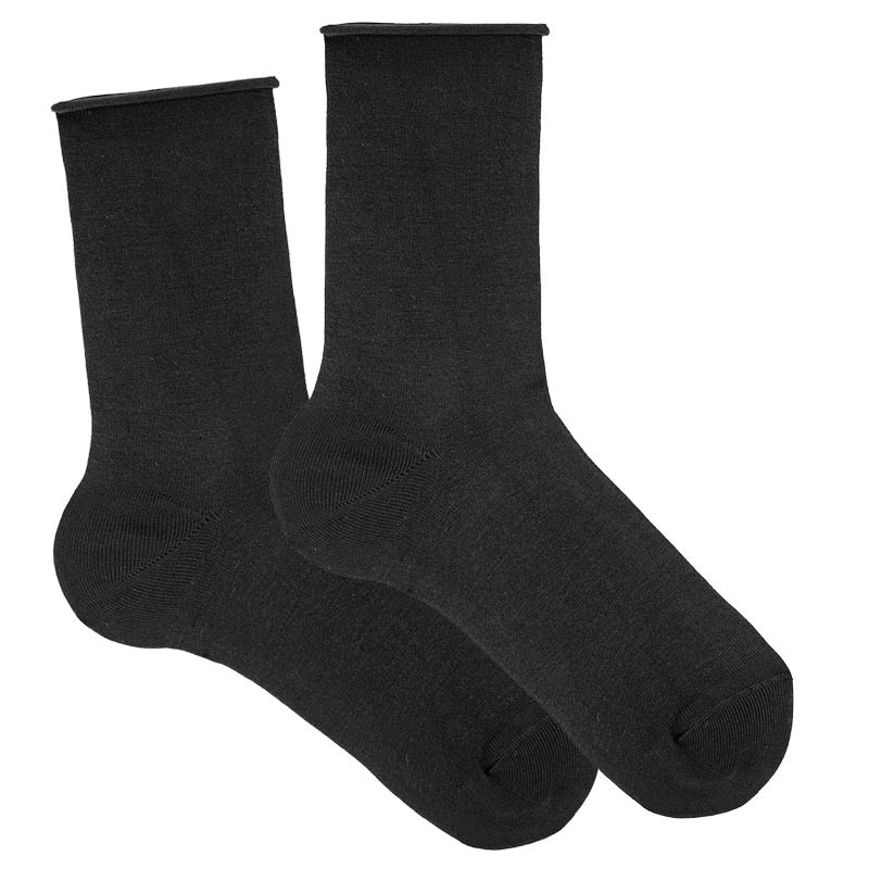 Chaussettes repos modal homme avec bordure roulé NOIR