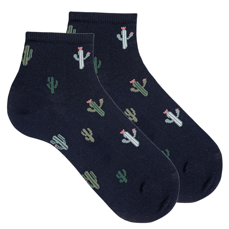 Calze alla caviglia da donna fantasia cactus BLU