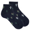 Calze alla caviglia da donna fantasia cactus BLU