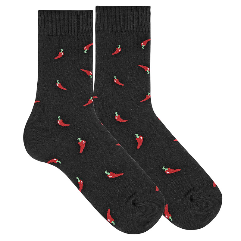 Calcetines mujer fantasía chiles NEGRO