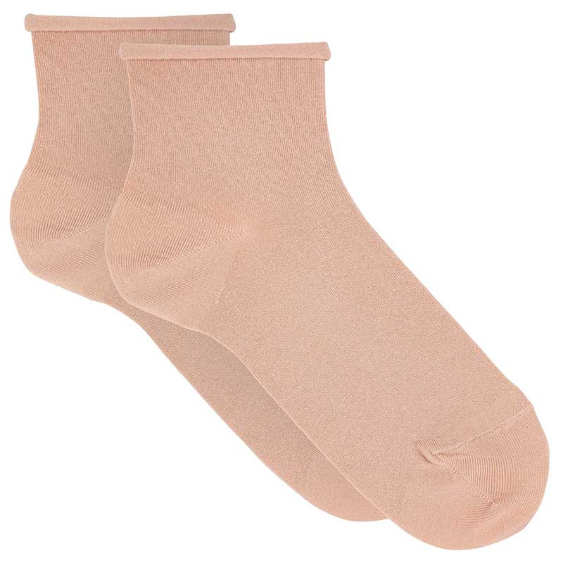 Socquettes repos femme en modal avec poign roulé VIEUX ROSE