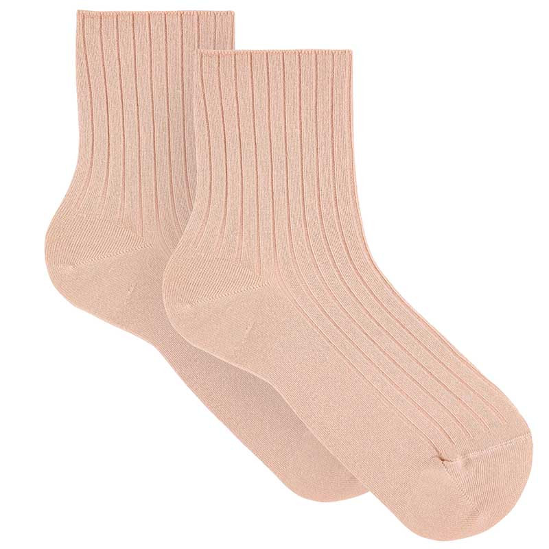 Modal loose fitting socks with rib for women OLD ROSE