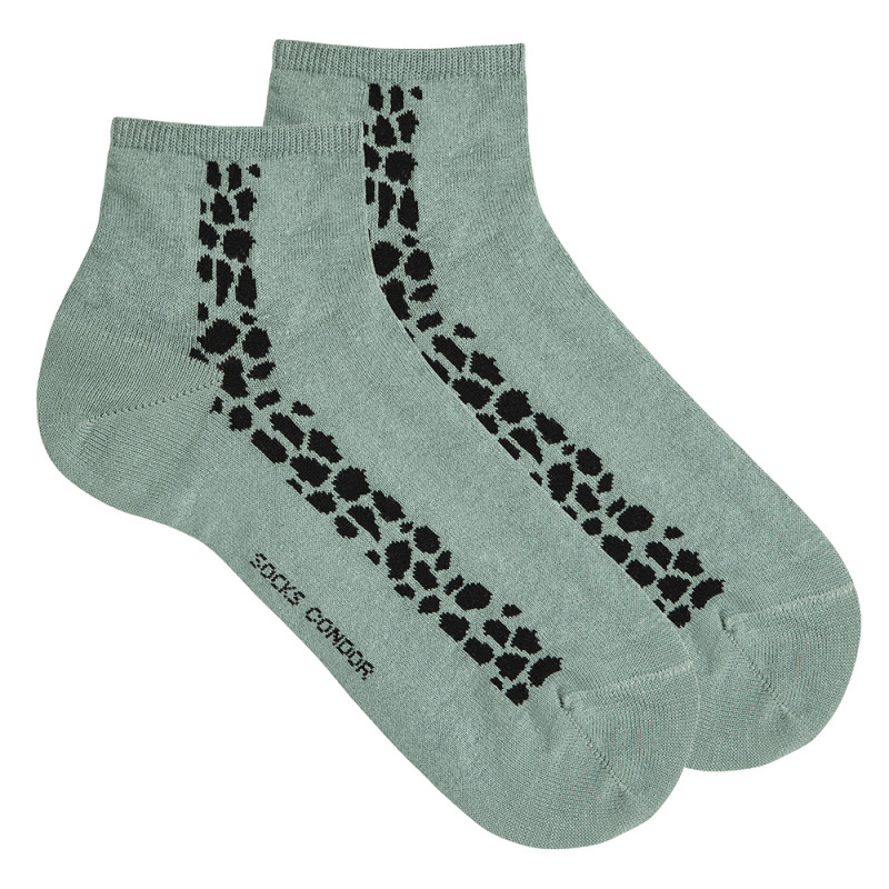 Calze alla caviglia donna in lino pelledi giraffa MINERALE
