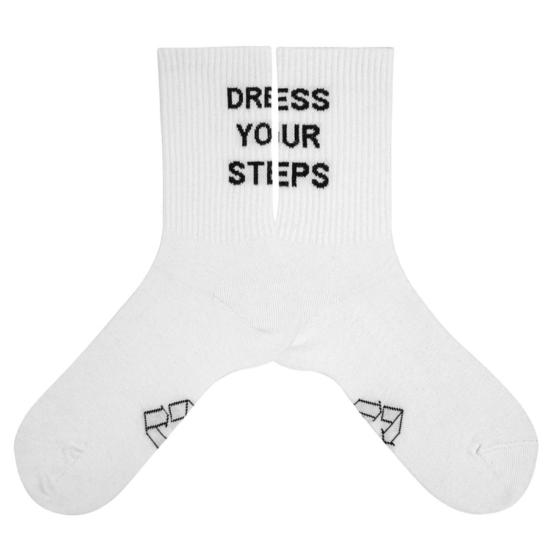 Women recycled cotton rib dys socks WHITE