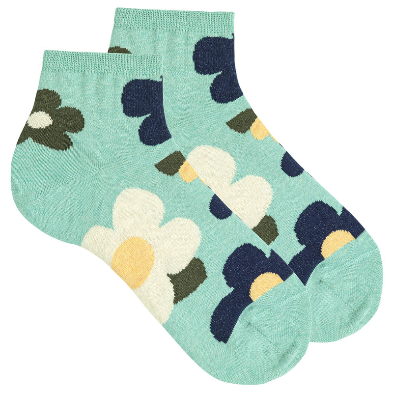 Socquettes femme en coton recyclé fleures AGAVE