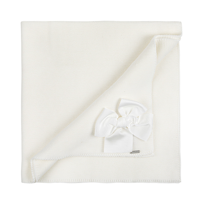 Châle point mousse avec grand noeud grosgrain CREME