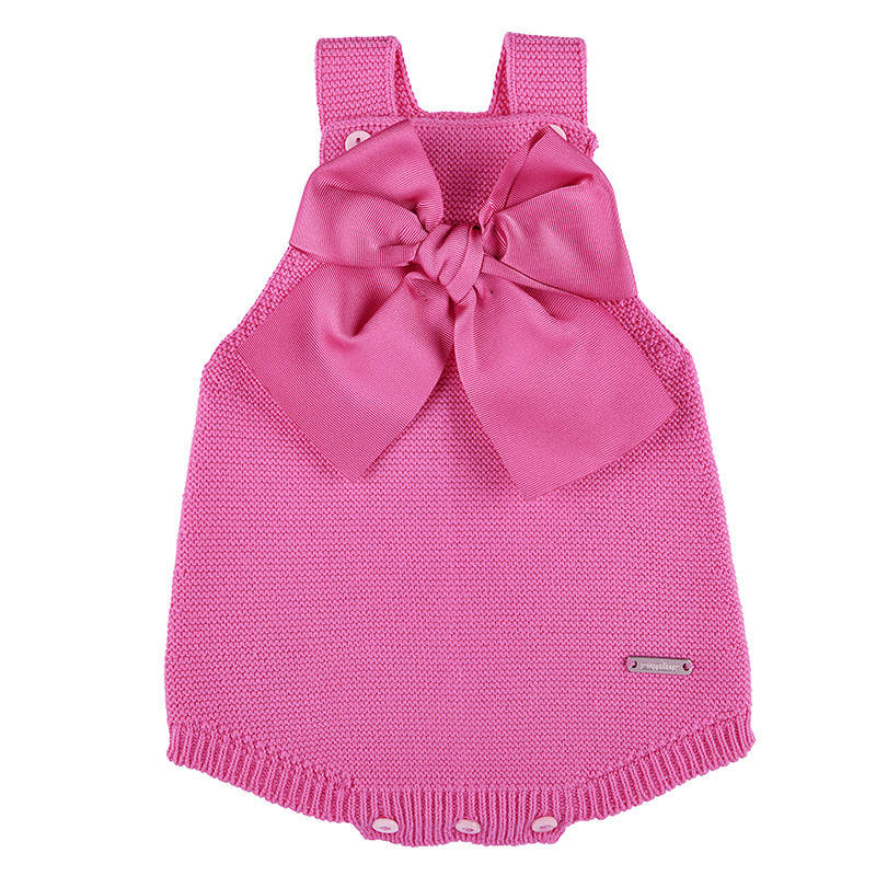 Barboteuse point mousse avec grand noeud FUCHSIA
