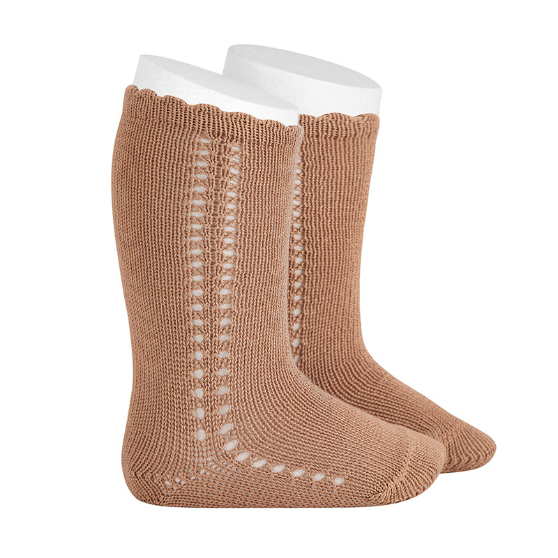 Perle knee-high socks with side openwork NOUGATINE