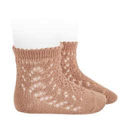 Perle cotton openwork socks...