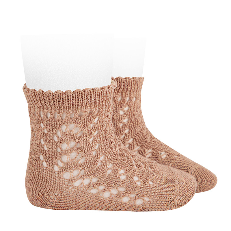Perle cotton openwork socks NOUGATINE