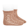 Perle cotton openwork socks NOUGATINE