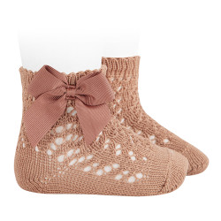 Perle cotton openwork socks...