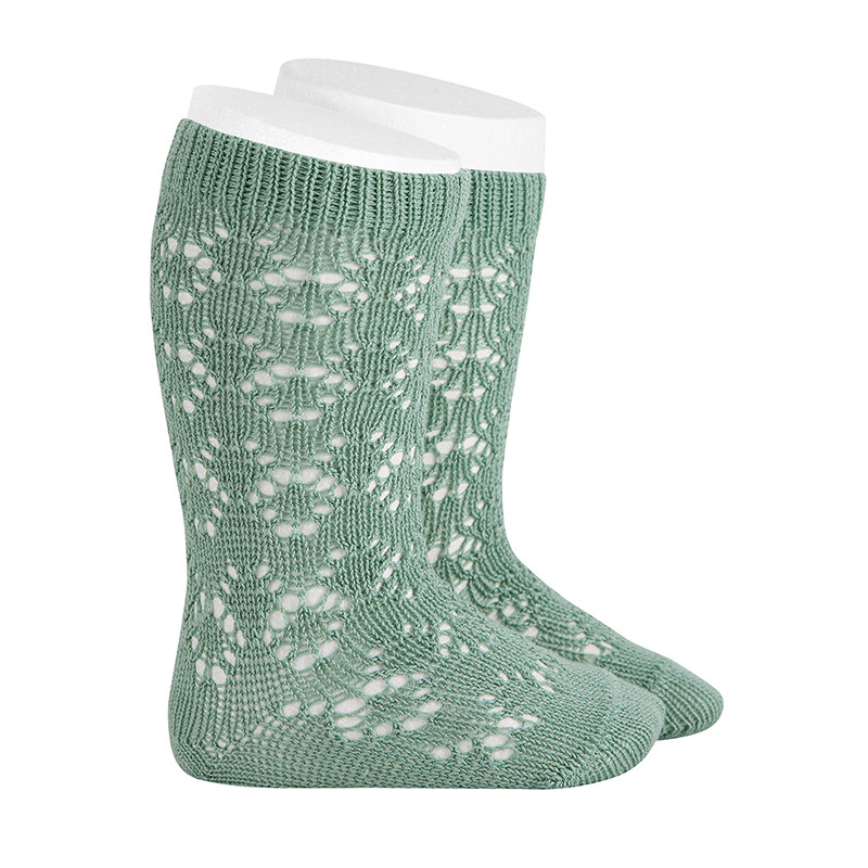 Calze lunghe cotone perle con traforatogeometrico JADE