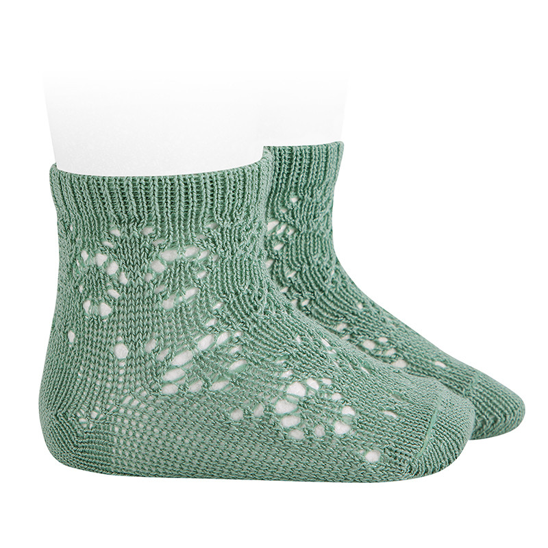 Perle cotton socks with geometric openwork JADE