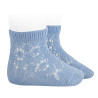 Perle cotton socks with geometric openwork BLUISH