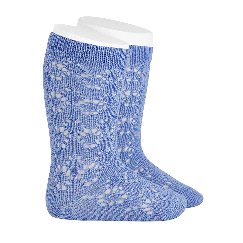 Calze lunghe cotone perle con traforatogeometrico PORCELLANA