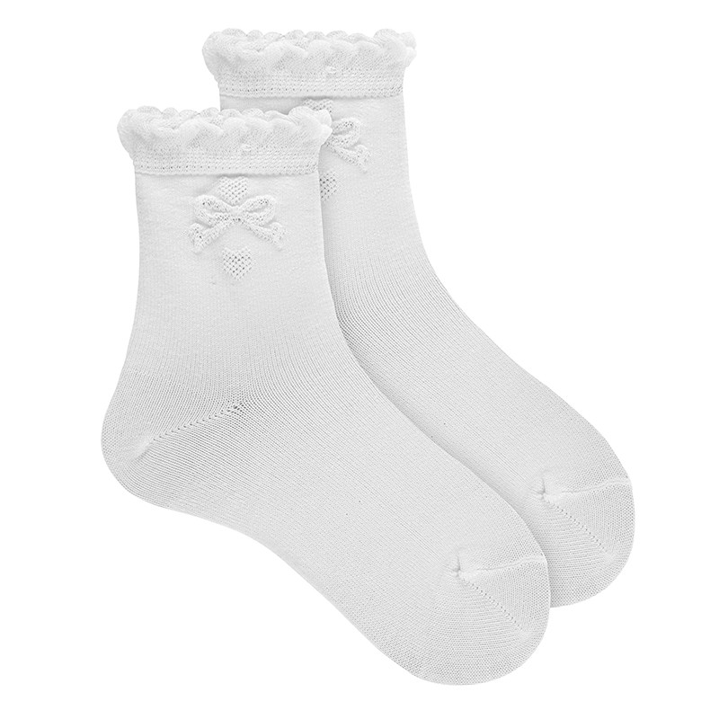 Calcetines cortos ceremonia con lazo en relieve