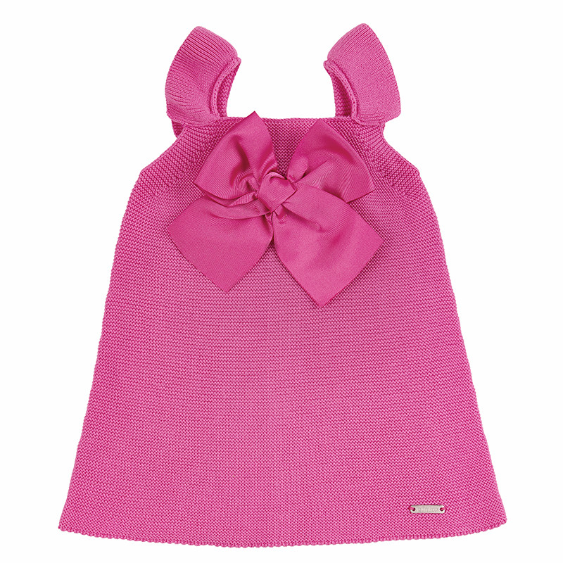 Vestit malles girades amb llaç gran de grogrén FUCSIA