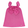 Garter stitch dress with large grosgrainbow FUCHSIA