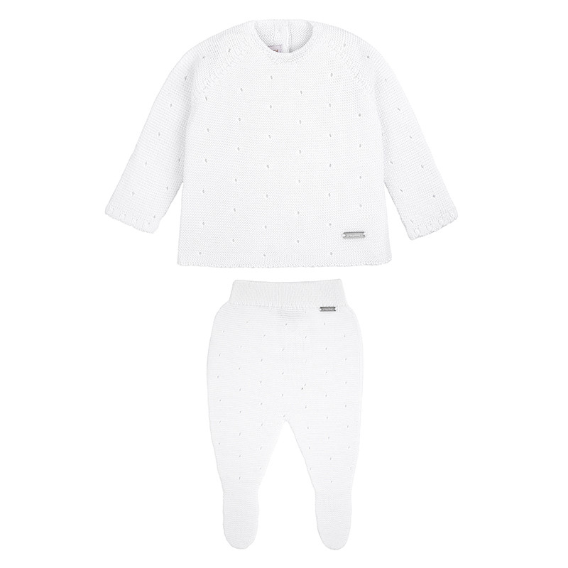 Set maglieria traforato links (maglionee leggins) BIANCO