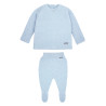 Ensemble point links ajourée (pull et leggings) BLEU BEBE