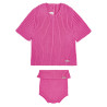 Conjunto canalé (jersey manga corta + culotte) FUCSIA