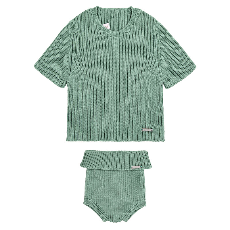 Ensemble côtelé (pull manches courtes etculotte) JADE