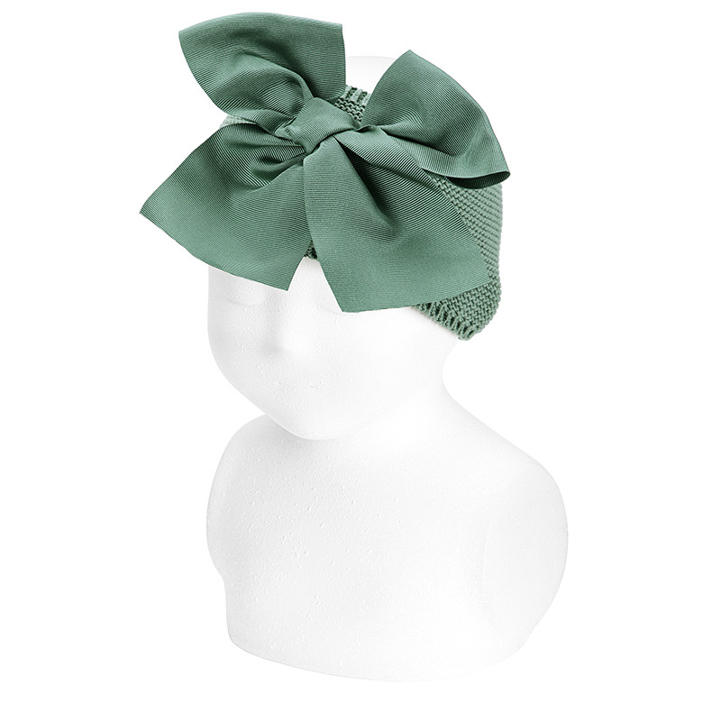 Bandeau cheveaux avec grand noeud gros grain JADE