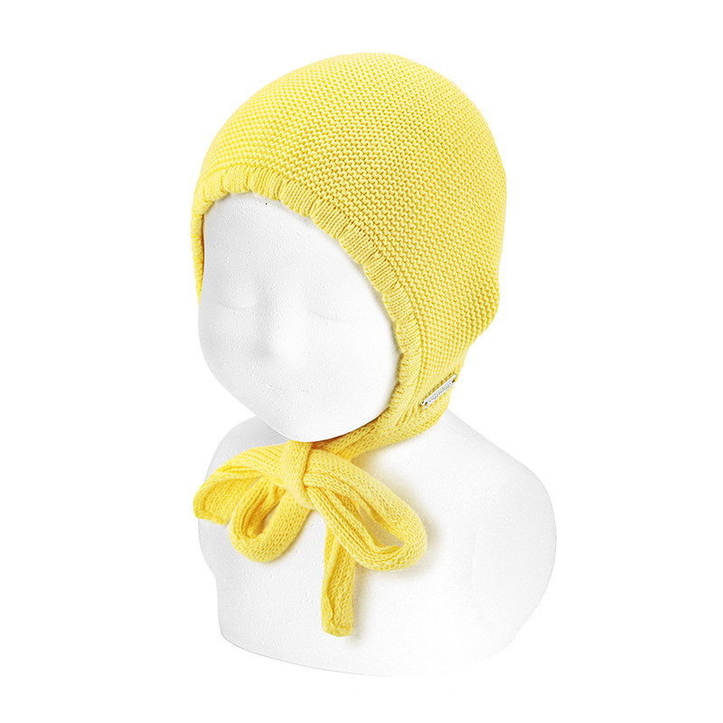 Classic garter stitch bonnet LIMONCELLO