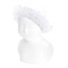 Garter stitch headband with tulle WHITE