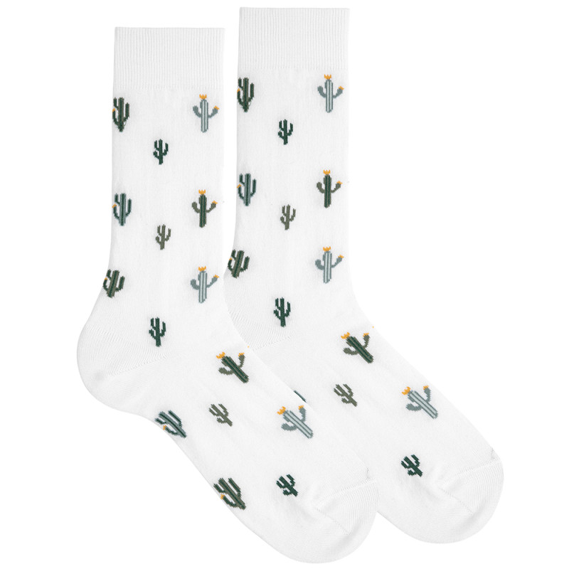 Calze da uomo fantasia cactus BIANCO