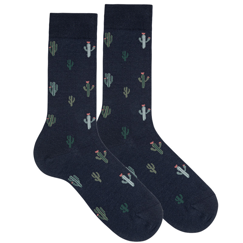Calze da uomo fantasia cactus BLU