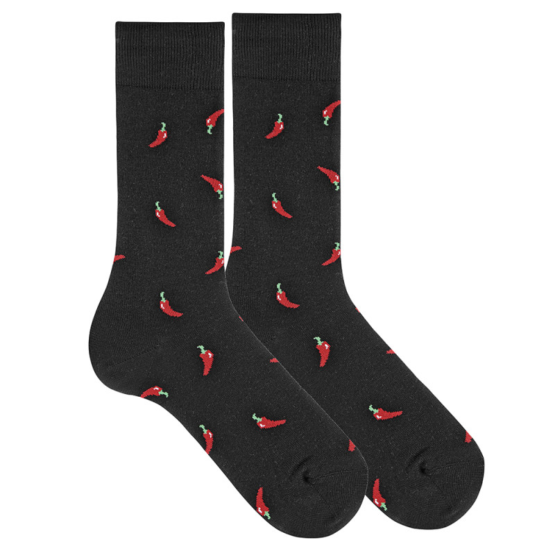 Calze da uomo fantasia peperoncino NERO