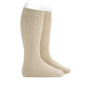Spring cotton rib knee-high socks LINEN