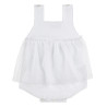 Garter stitch romper with tulle skirt WHITE