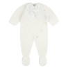 Garter stitch romper with large grosgrain bow CREAM