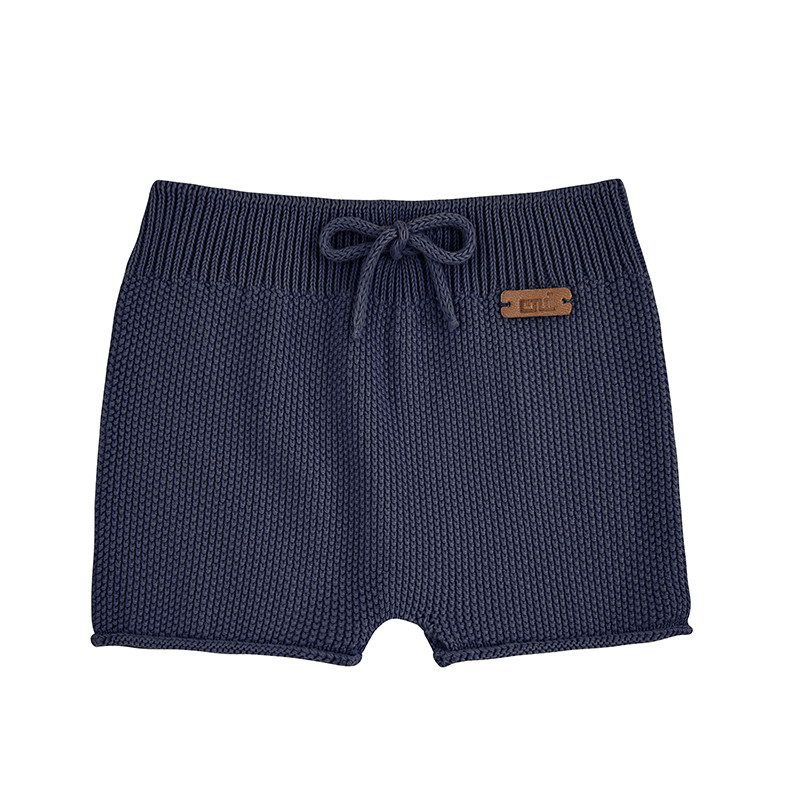Shorts jogger en point de riz BLEU MARINE