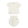 Sand stitch set (short sleeve sweater +culotte) CREAM