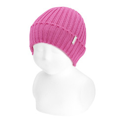 Berretto bebè a coste FUCSIA