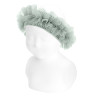 Garter stitch headband with tulle SEA MIST