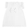 Vestito p. legaccio in pizzo a tombolo efiocco BIANCO