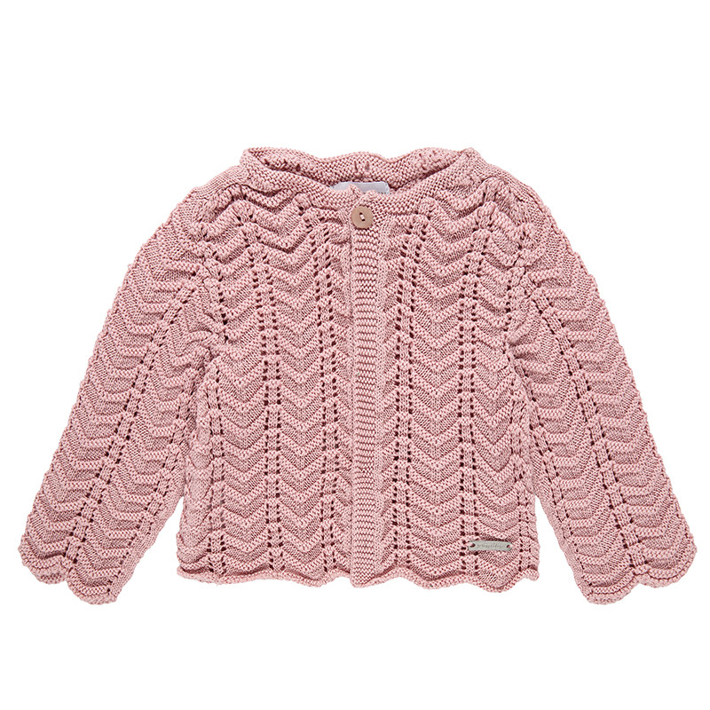Cardigan ajouré zigzag PALE ROSE