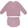 Set traforato spigato (cardigan e culotte) ROSA PALLIDO