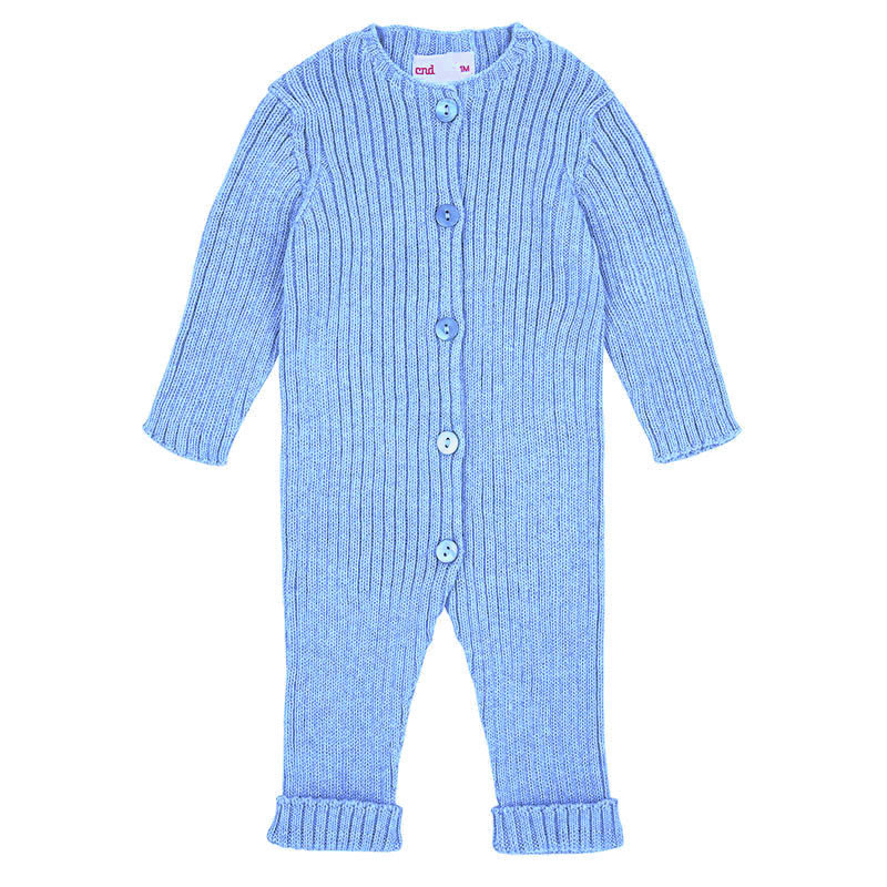 Front opening ribbed rompersuit PORCELAIN