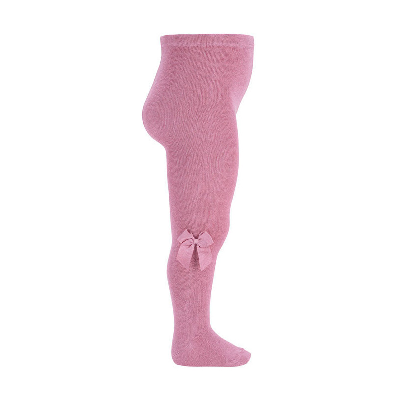 Cotton tights with side grosgrain bow CHEWING GUM