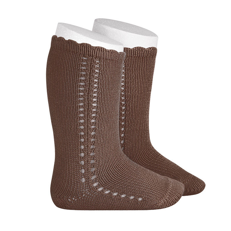 Chaussettes hautes en perle avec ajourélatéral PRALINE