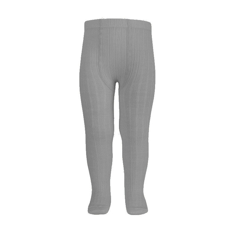 Collants a coste in lana merino extra fine PIOMBO