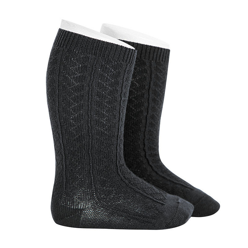 Braided knee socks BLACK