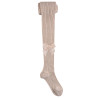 Collants côtelées lurex avec noeud grosgrain VIEUX ROSE