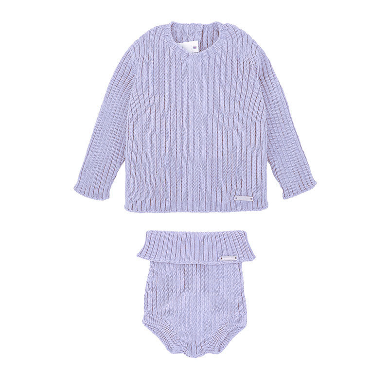Ensemble côtelé (pull + culotte) NACRE DE PERLE